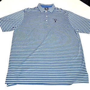 Footjoy Golf Polo Short Sleeve Striped Blue Men’s Sz XL Chest TGA 1914 Logo